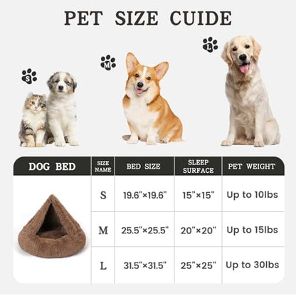 NOYAL Calming Donut Dog Bed, Hooded Cave with Blanket