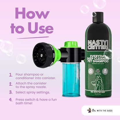 Girl With The Dogs Pet Wash Soap & Shampoo Dispenser & Hose Sprayer Nozzle