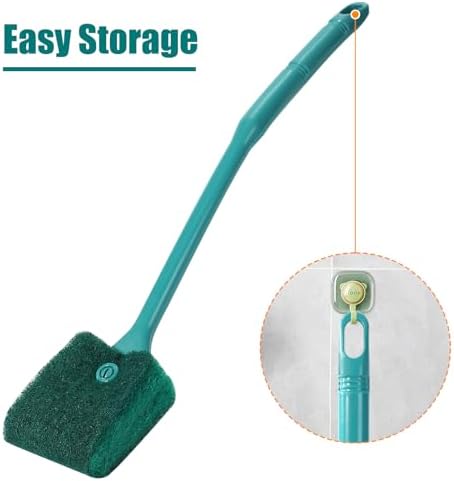 AQUANEAT 2pcs Fish Tank Cleaning Tools, Aquarium Double Sided Sponge Brush, Algae Scraper Cleaner with Long Handle