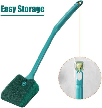 AQUANEAT 2pcs Fish Tank Cleaning Tools, Aquarium Double Sided Sponge Brush, Algae Scraper Cleaner with Long Handle
