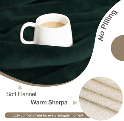 gogobunny Waterproof Bed Blanket, Reversible Sherpa Fleece Throw Blanket for Dog Puppy Cat, Furniture Cover Protects Bed Couch Sofa from Liquid Pee and Pet Fur (Forest Green, 25x35 inches)