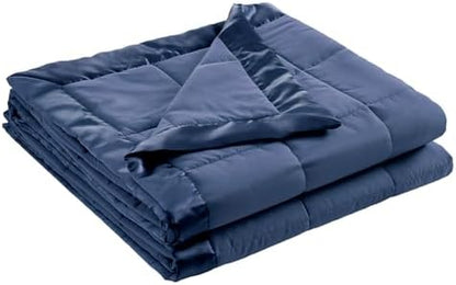 Madison Park Down Alternative Twin Size Blanket for Bed, Satin Trim, Navy