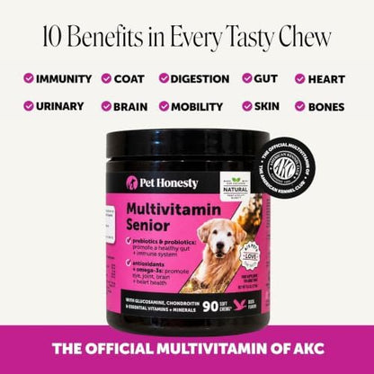 Pet Honesty Vet Recommended Senior Dog Multivitamin, 90 Ct, Duck