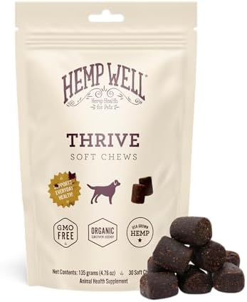 Hemp Well Thrive Dog Soft Chews, Skin, Allergy, Coat, Joint & Heart Support