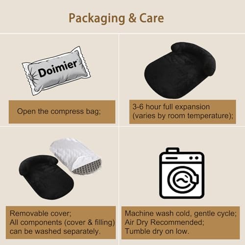 Orthopedic Dog Bed with Egg-Crate Base, Calming Dog Beds Fluffy Plush Faux Fur with Raised Edges, Spine Friendly Pet Sleeping Mat for Medium Large Dogs, Machine Washable (Oval, Black 40"x30")