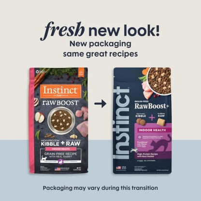 Instinct Raw Boost Indoor Health, Natural Dry Cat Food with Freeze Dried Pieces, Grain Free Recipe - Real Rabbit, 4.5 lb. Bag