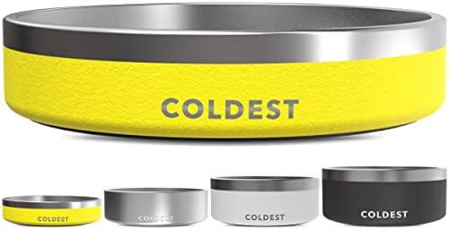 Coldest Dog Bowl - Anti Rust Metal, Non Slip, 3 Layers Insulated Stainless Steel Dog Bowls - Spill Proof & Heavy Duty - Water Bowl for Dogs, Cats & Pets, Dish Washer Safe (21 oz, Solar Yellow)