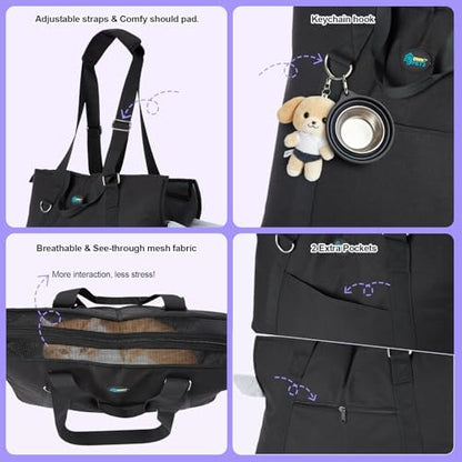 Ownpets Large Pet Carrier for Dogs Cats, 18-20lbs, Hands-Free Purse Bag