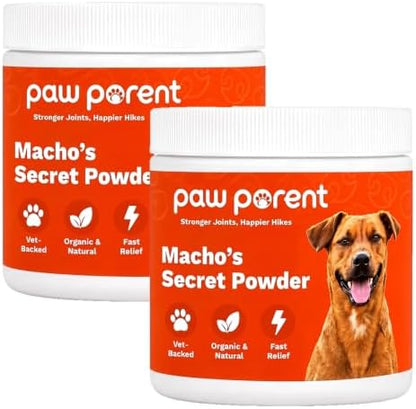 Paw Parent Macho's Secret Powder, Green Lipped Mussel Hip & Joint Powder for Dogs, Spine and Disc Powders, Cardiac Shield Formula with Glucosamine, Msm & Omega-3 for Mobility Support，2Pc
