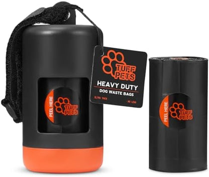 Tuff Pets Dog Poop Bag Holder for Leash, Bamboo Dispenser with 10 Bags
