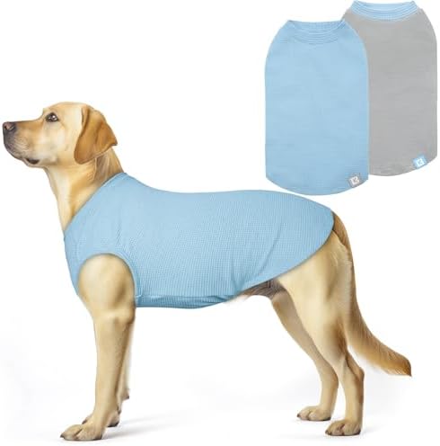 KYEESE 2Pack Waffle Dog Shirt for Large Dogs Soft Dog Sweater Tank Top