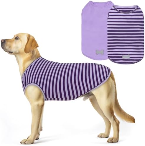 KYEESE 2Pack Cotton Dog Shirt for Large Dogs Soft Striped Tank Top