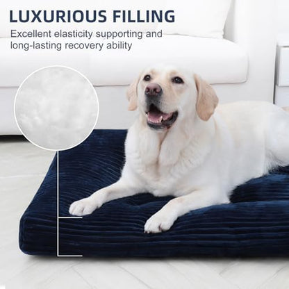 KSIIA Washable Dog Crate Bed Kennel Mat for Large Dogs, 35 x 23 Inch, Blue