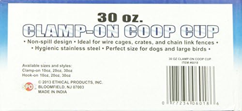 SPOT Coop Cup Bolt Clamp - Stainless Steel Hanging Bowl for Pet Crates, Easy Install, Chew-Proof, Removable Water/Kibble Bowl for Medium Dogs, Cats, Large Birds, Reptiles - 3.75 Cups (30 Oz)