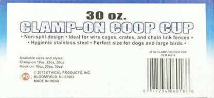 SPOT Coop Cup Bolt Clamp - Stainless Steel Hanging Bowl for Pet Crates, Easy Install, Chew-Proof, Removable Water/Kibble Bowl for Medium Dogs, Cats, Large Birds, Reptiles - 3.75 Cups (30 Oz)