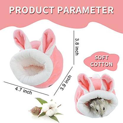 WishLotus Hamster Bed, Mini Soft and Warm Hamster House Cute Non-Slip Hamster Sleeping nest Small Animals Bedding House for Dwarf Hamsters, Mini Hedgehogs and Small Pets (Pink)