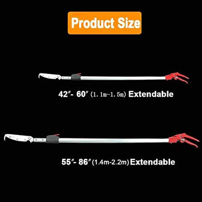 Extendable Snake Tong Reptile Grabber Rattle Snake Catcher Wide Jaw Handling Tool with Lock and Comfortable Grip(Include Snake Bag) (86 inches Extendable Snake Tong)