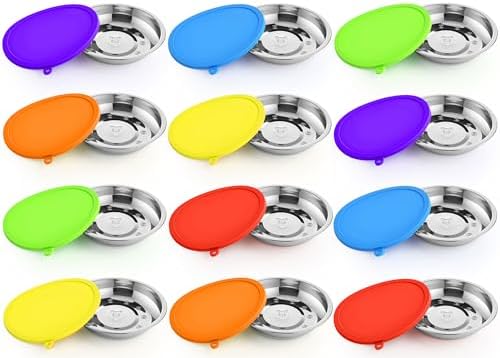 Patelai 24 Pcs Dog Bowl with Lid, Red, Blue, Green, Purple, Yellow, Orange