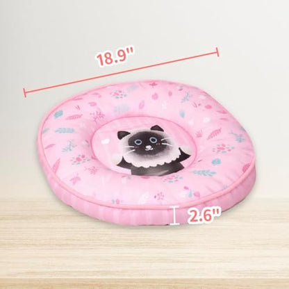 BLUE BAY Donut Pet Bed for Cats and Small Breed Dogs, Lightweight Round Pet Mat Bed, Easy to Clean, Calming and Secure