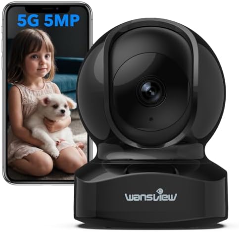 wansview Security Camera, IP Camera Dual Band 5G & 2.4G Wi-Fi, Q5 5MP Black