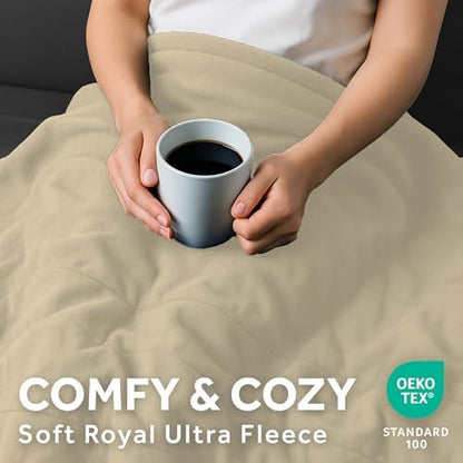 Sunbeam Heated Blanket Royal Ultra Fleece 12 Heat Pebble Gray Full 84x72