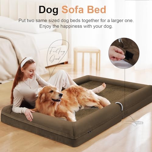 NANUYA Orthopedic Dog Bed for Large Dogs, 36 x 27 Inch, Dark Coffee