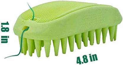 Dog Cat Pet Grooming Brush - Silicone Massage Brush for Deshedding and Bathing, Anti-Slip Rubber Shampoo Brush for Long & Short Hair Dogs and Cats (Orange)