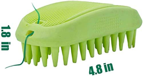 Dog Cat Pet Grooming Brush - Silicone Massage Brush for Deshedding and Bathing, Anti-Slip Rubber Shampoo Brush for Long & Short Hair Dogs and Cats (Orange)