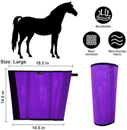 Horse Fly Boots, Breathable Mesh Protection Set of 4, Comfortable Horse Leggings, Breathable Mesh Design, Equine Supplies for Reduce Stomping, Hoof Damage & Leg Fatigue (Purple, Large)