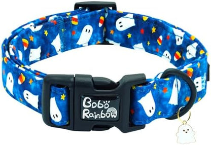 Halloween Blue Star Ghost Print Dog Collar for Small Dogs