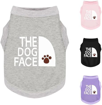 Personality Canine Attire: Soft, Lightweight Cotton Dog Clothes with 'The Dog Face' Print. Small and Medium Breeds, Perfect for Everyday Wear, Comfortable and Breathable Dog Shirt Grey XXL