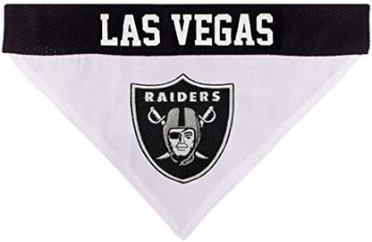 Pets First NFL LAS Vegas Raiders Reversible Bandana Size XX-Large for Dogs & Cats. 2 Sided Sports Bandana, Premium Embroidery Team Logo, Many NFL Teams Available