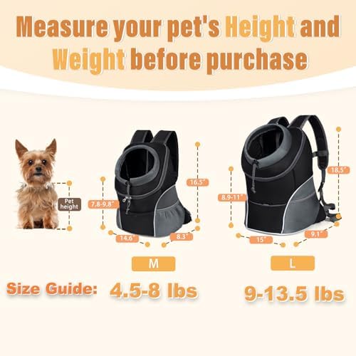 YUDODO Dog Front Carrier Backpack, Adjustable Breathable Dog Backpack
