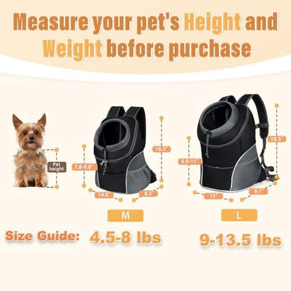 YUDODO Dog Front Carrier Backpack, Adjustable Breathable Dog Backpack