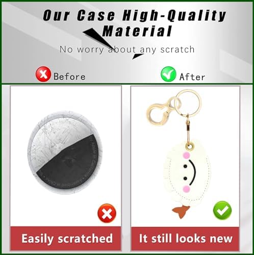 BORKUANA PU Leather Keychain Holder Protective Case Compatible with AirTag