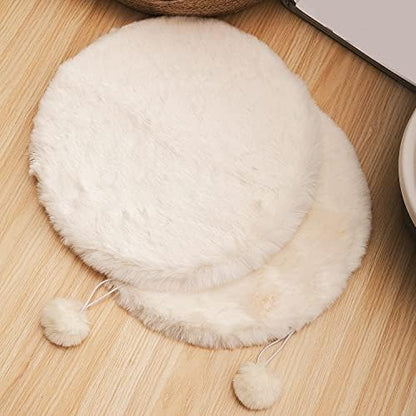 SHENGOCASE 2-Pack 18" Round Faux Rabbit Fur Cat Dog Bed Cushion Pad Mat, Cat Tree Tower Replacement Cushion Pad for Window Perch, Carrier House Cage Crate Kennel Furniture
