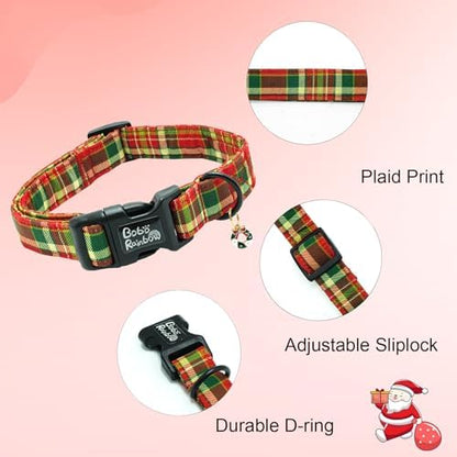 Dog Collars - Red Plaid Print, Soft, Adjustable, Gift Collar for Medium Dogs