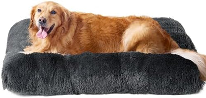 EHEYCIGA Fluffy Dog Crate Bed, Plush Extra Large Dog Pillow, Dark Grey