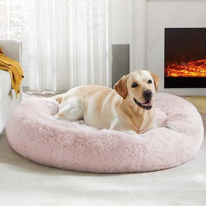 Western Home Calming Donut Large Dog Bed Pet Bed,36" Pink