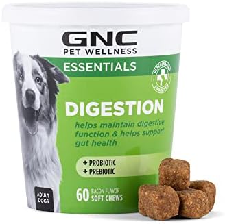 GNC Pets Essentials Digestion Soft Chews for Dogs, Bacon Flavor, 60 Count
