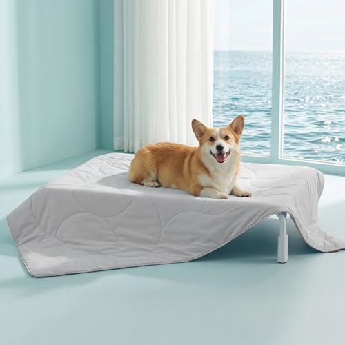 ZOMISIA Premium Cooling Blanket for Large Dogs - Q-MAX>0.5 Breathable Washable Dog Cooling Mat, Travel Soft Pet Summer Essentials, Grey, 40"x50"