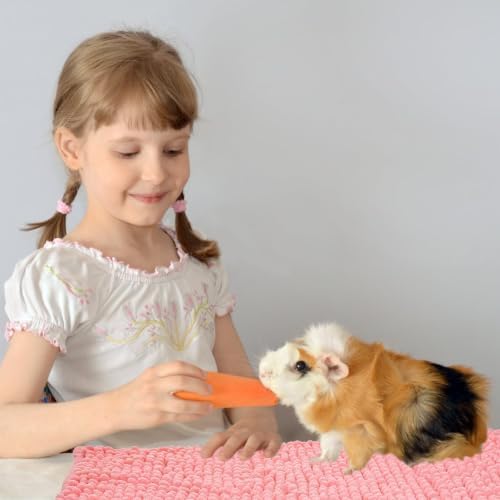 8 Pcs Guinea Pig Liner Washable Rabbit Cage Liner 16x12 Inch Guinea Pig Fleece Mats Reusable Bedding Pee Pads for Small Animals, Bunny(Pink)