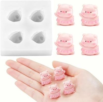 Mini Dancing Pig Resin Silicone Mold for DIY Fairy Garden Landscape Decor