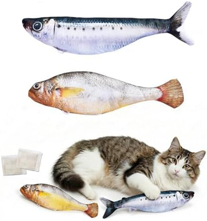 Realistic Floppy Fish Cat Toy with Catnip Toys for Cats Interactive Cat Toys for All Breeds Tap-Activated 3 Flapping Mode Sardine/Yellow Croaker,7.1 Inches,with Catnip,Rechargeable