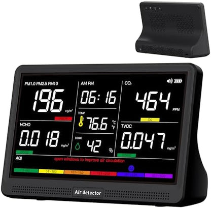 bonoch 16 in 1 Air Quality Monitor Indoor 7" Display Wildfire CO2 Monitor