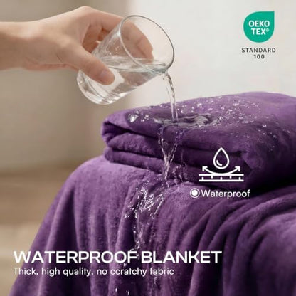 Luciphia Waterproof Pet Blanket, Washable Reversible Sherpa Fleece Throw