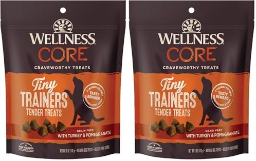 Wellness CORE Tiny Trainers Dog Treats,Natural,Training Treat,Grain Free,Turkey & Pomegranate (6 Ounce Bag),(Pack of 2)