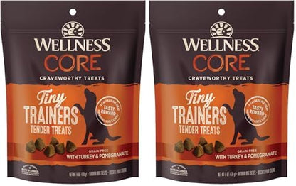 Wellness CORE Tiny Trainers Dog Treats,Natural,Training Treat,Grain Free,Turkey & Pomegranate (6 Ounce Bag),(Pack of 2)