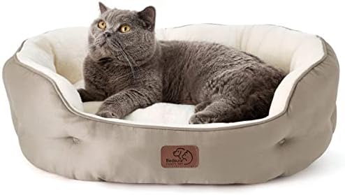 Bedsure Small Dog Bed Washable,Round Cat Beds for Indoor Cats,25in Camel