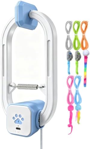 Interactive Cat Toy, Flapping Bird & Rotating Feather Teaser for Indoor Cats, Hanging Doorway Cat Toys with Fishing Pole for Exercise, Boredom Relief & Fun Games